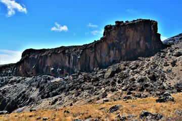 Lava Tower (300-foot tall rock structure and significant landmark on the slope of Mount...