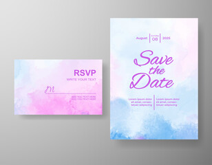 Wedding invitation with abstract watercolor background