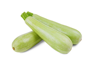 Fresh ripe green organic zucchini or courgettes isolated on white, transparent background. Heap of...