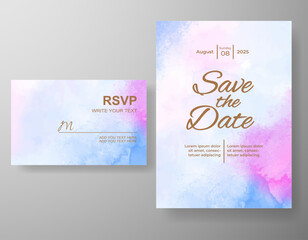 Wedding invitation with abstract watercolor background