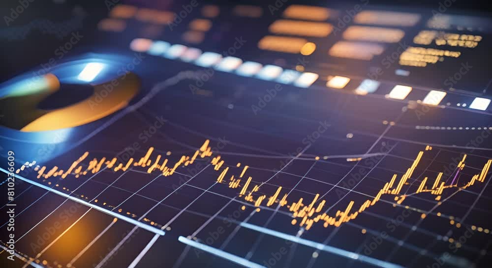 Poster abstract concept of financial analysis with digital graphs and charts