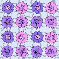 Cartoon flower seamless pattern for wrapping paper and fabrics and linens and kids clothes print