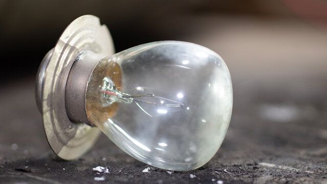 Close-up of a car lamp. Shining pattern of a light bulb
