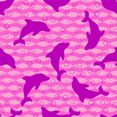 Summer cartoon print animals seamless dolphin pattern for wrapping paper