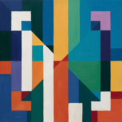 Geometric Shapes With colorful painting , Art Print, wall art poster.