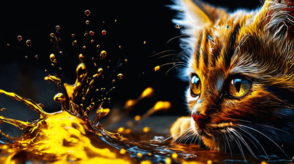 Adorable cat hunting prey Generative Ai