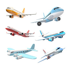 A collection of airplanes in various colors and sizes