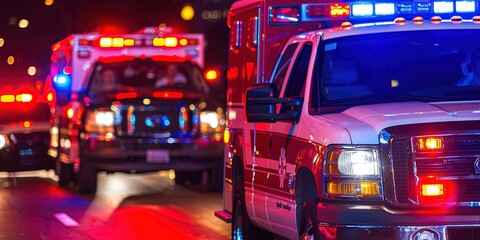 EMTs in the ambulance working the night shift for medical emergencies