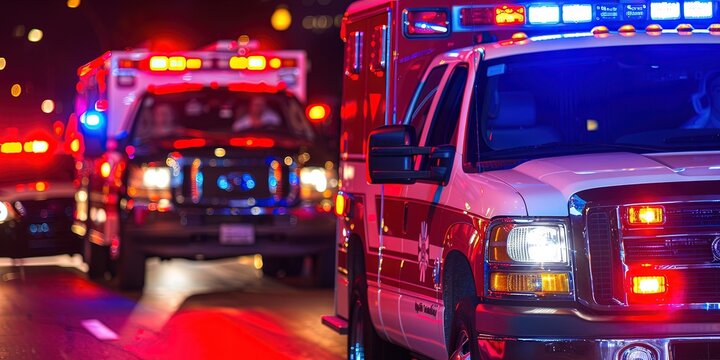 EMTs in the ambulance working the night shift for medical emergencies