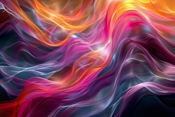 3d Dynamic Fluidity, Pulsating Waves, Energetic Patterns, Vibrant Hues, Layered Composition, Translucent Surfaces, Optical Effects, Bold Contrasts, Flowing Motion