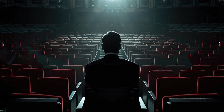 man standing in empty theater