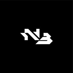 modern monogram initial bold futuristic concept NB techno style letter