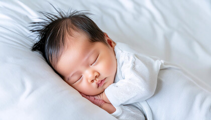 While the sleeping baby girl is at peace.