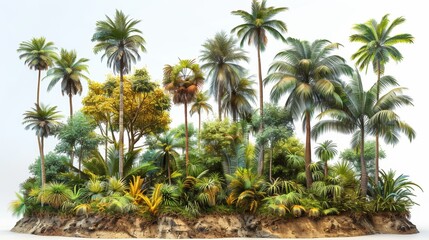 Trees cutouts from a jungle rain forest in 3D