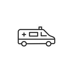 Ambulance icon. Simple representation of an ambulance vehicle for emergency medical services, quick patient transport, and healthcare response. Vector illustration isolated on white background.