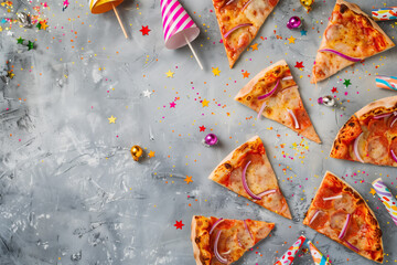 Fototapeta premium Table Topped With Slices of Pizza