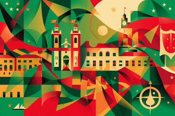 Portugal Day Celebration Depicted Through Vibrant Abstract Artwork