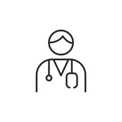 Doctor icon. Simple representation of a medical doctor with a stethoscope for healthcare apps, medical websites, and professional identification in clinical settings. Vector illustration