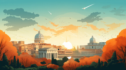 Rome background for social media. illustration
