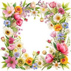 A vibrant circle of mixed flowers providing a natural frame
