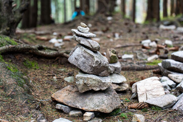 A tower of stones in the forest, relaxation time