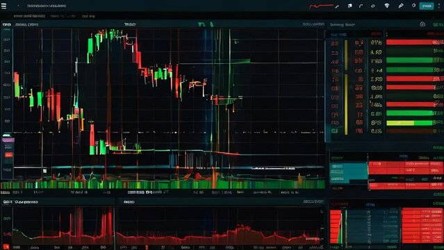 Trading candlestick chart on electronic devices, stock exchange market graph, analysis on smartphone, desktop and tablet. Stock market option background