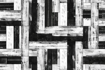 Graphic pattern of aged wood panels in monochrome, perfect for minimalist design projects and contemporary art. Striped wooden texture with a distressed look, ideal for backgrounds in web design 