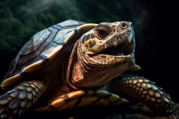 Naklejka premium close-up of a turtle with a detailed shell
