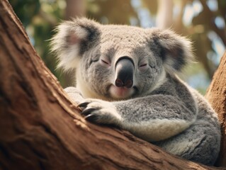 Naklejka premium Sleeping koala in tree
