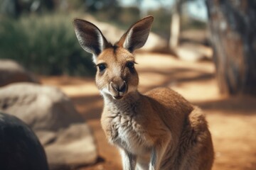 Curious kangaroo in the wild