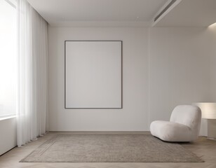 Modern Living Room Interior Mockup with Wall Art and Decoration