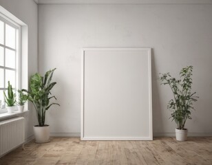 Modern Living Room Interior Mockup with Wall Art and Decoration