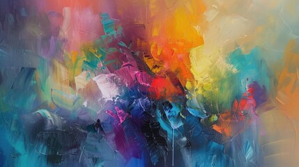 Abstract colorful oil painting on canvas