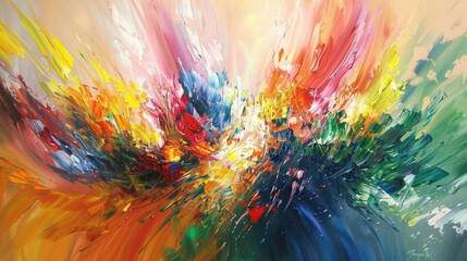 Abstract colorful oil painting on canvas