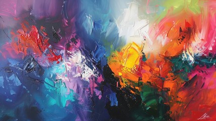 Fototapeta premium Abstract colorful oil painting on canvas