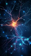 Fototapeta premium Glowing neural network in dark space