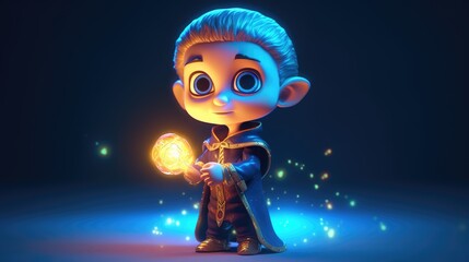 Naklejka premium cute wizard boy. Created with Generative AI.