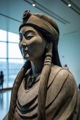 Obraz premium Ornate stone sculpture of a figure in traditional garb