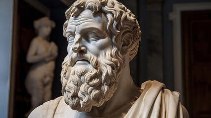 Detailed sculpture of an ancient philosopher