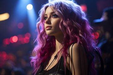 Glamorous woman with vibrant pink hair