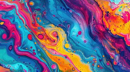 Colorful abstract painting background. Liquid marbling paint background. Fluid painting abstract texture. Intensive colorful mix of acrylic vibrant