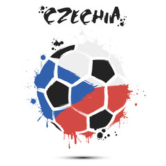 Abstract soccer ball with Czechia national flag colors. Flag of Czechia in the form of a soccer ball made on an isolated background. Football championship banner. Vector illustration