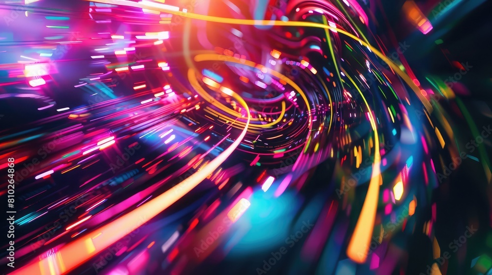 Poster colorful motion elements with neon led illumination. abstract futuristic background