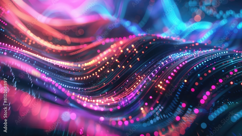 Poster colorful motion elements with neon led illumination. abstract futuristic background
