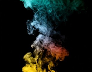 fum&eacute;e multicolore sur fond noir, background en ia