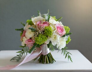 petit bouquet de fleurs fraiches pour mariée en ia