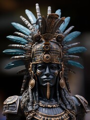Ornate Aztec-inspired warrior mask