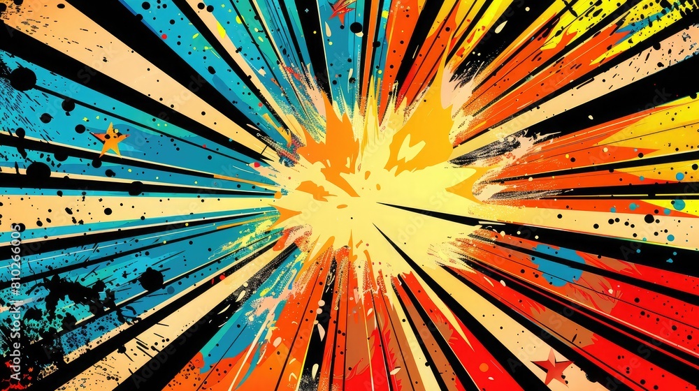 Poster exploding star burst texture japanese radius cartoon pattern abstract background