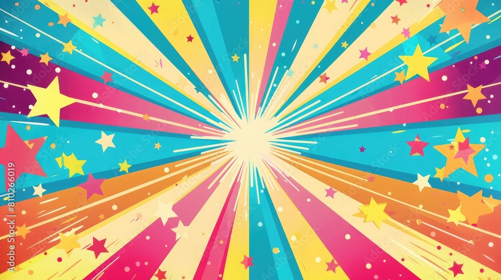 Poster exploding star burst texture japanese radius cartoon pattern abstract background