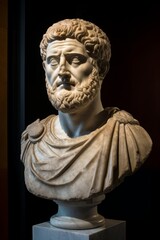 Bust of a classical male figure with curly hair and beard